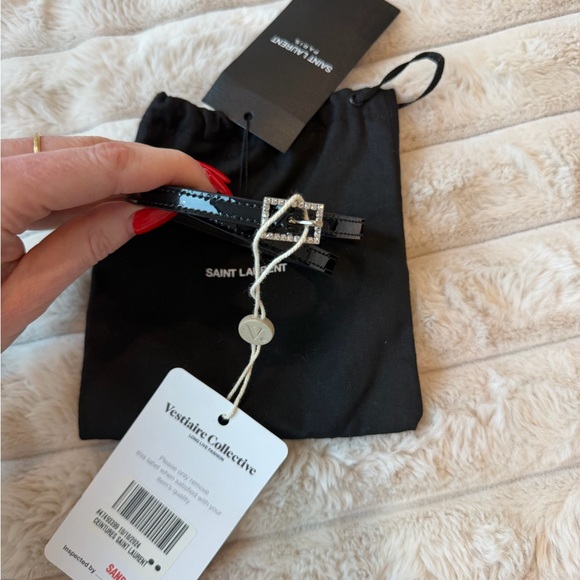 NWT Saint Laurent Black Patent Leather Belt 70 CM XS - Picture 6 of 8